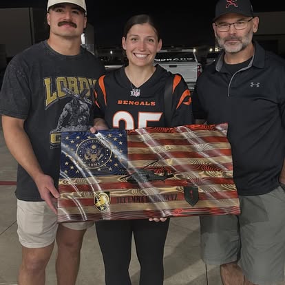 Custom Army commission flag with happy customers